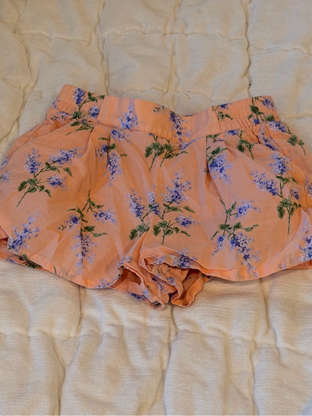 Janie and Jack Peach Floral Ruffle Skort with Lavender Sprigs